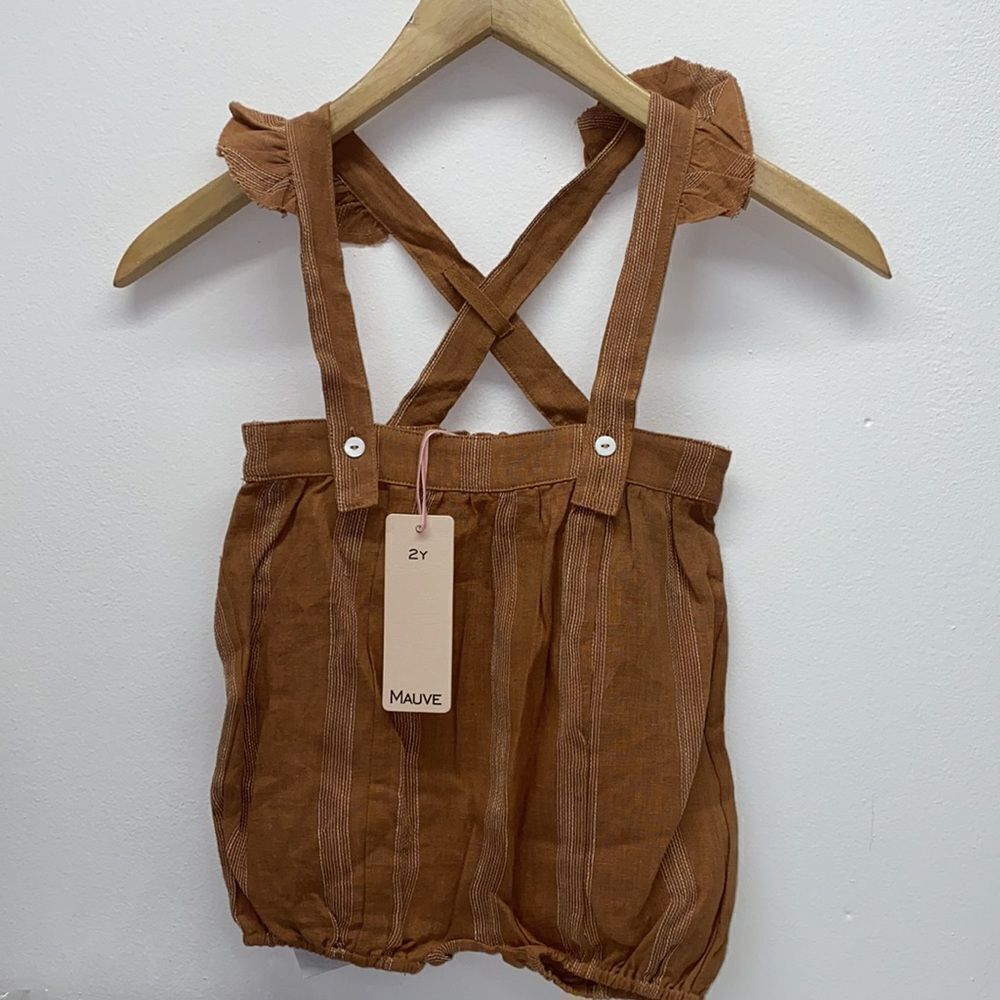 Mauve by pastel bloomers with suspenders sz  2Y color sepia girls kids New linen